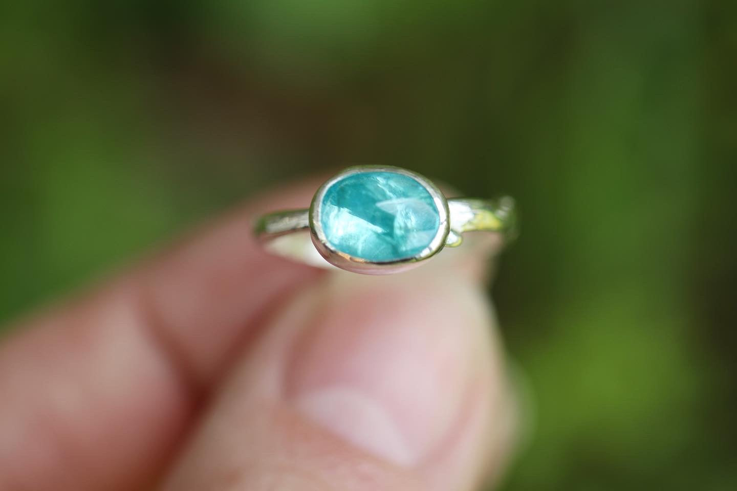 Sterling silver rose cut apatite ring US size 5.75