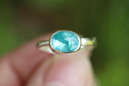 Sterling silver rose cut apatite ring US size 5.75