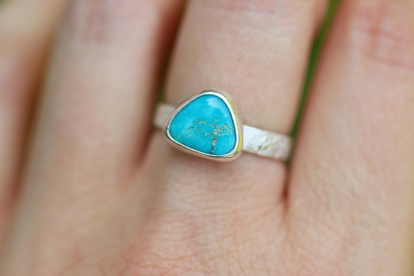 Sterling silver natural morenci turquoise ring US size 6.5