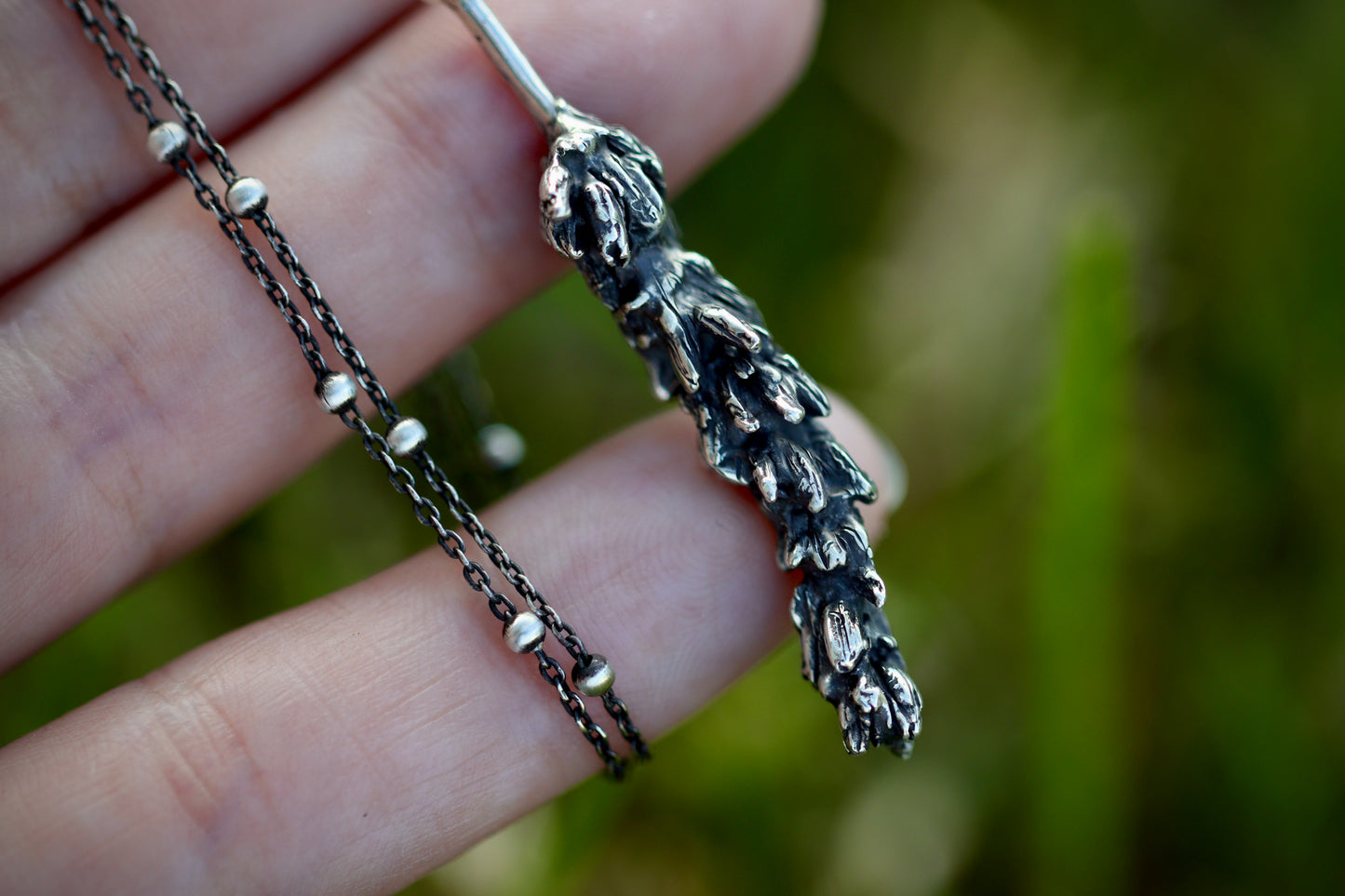 Sterling silver cast lavender necklace from real a real lavender sprig