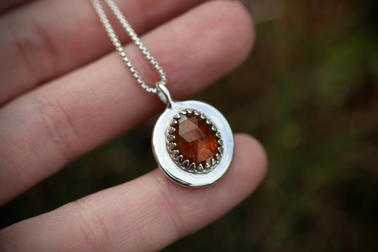 Reversible burnt orange tourmaline wax seal necklace