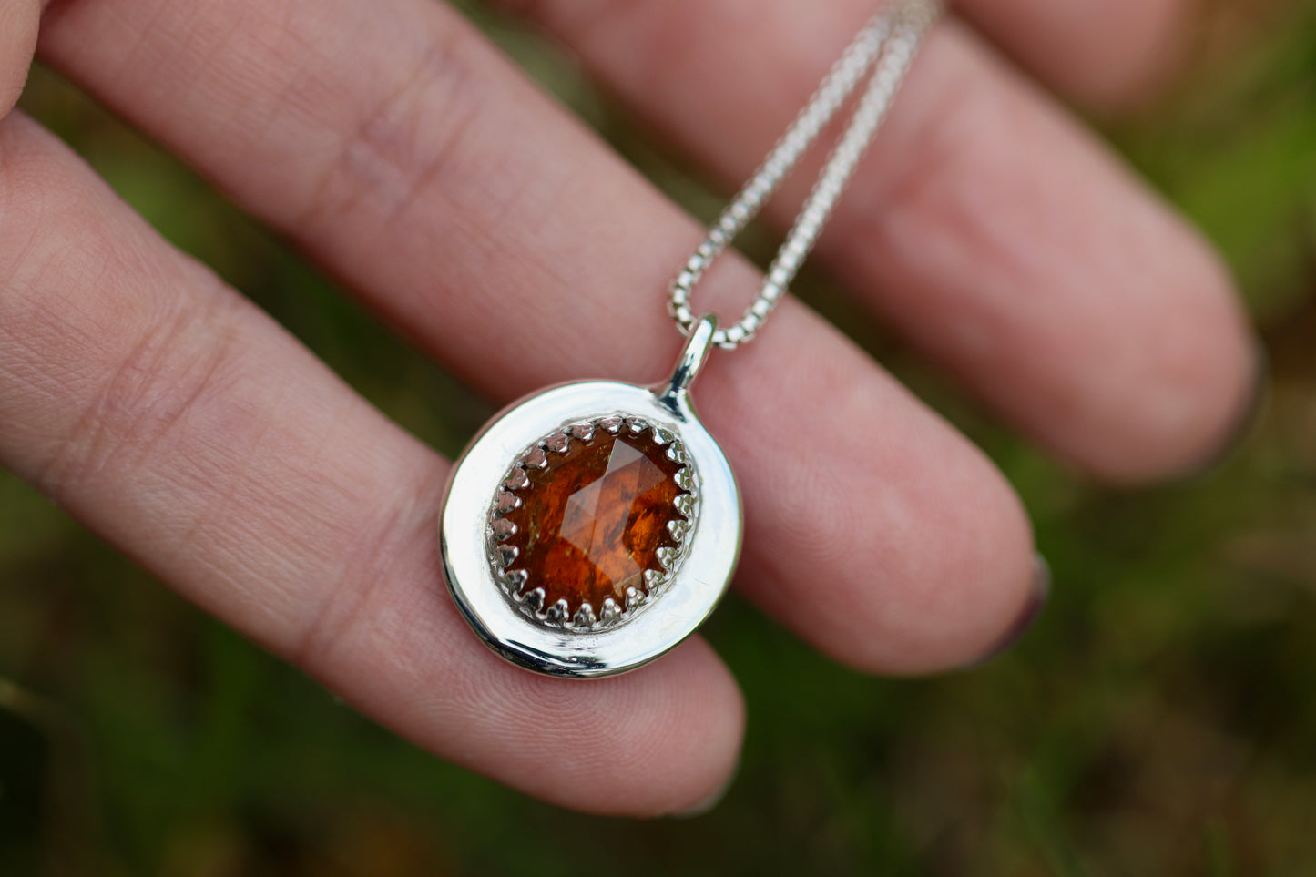 Reversible burnt orange tourmaline wax seal necklace
