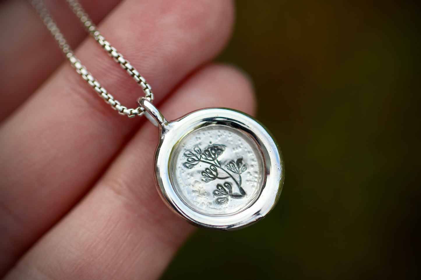 Reversible burnt orange tourmaline wax seal necklace