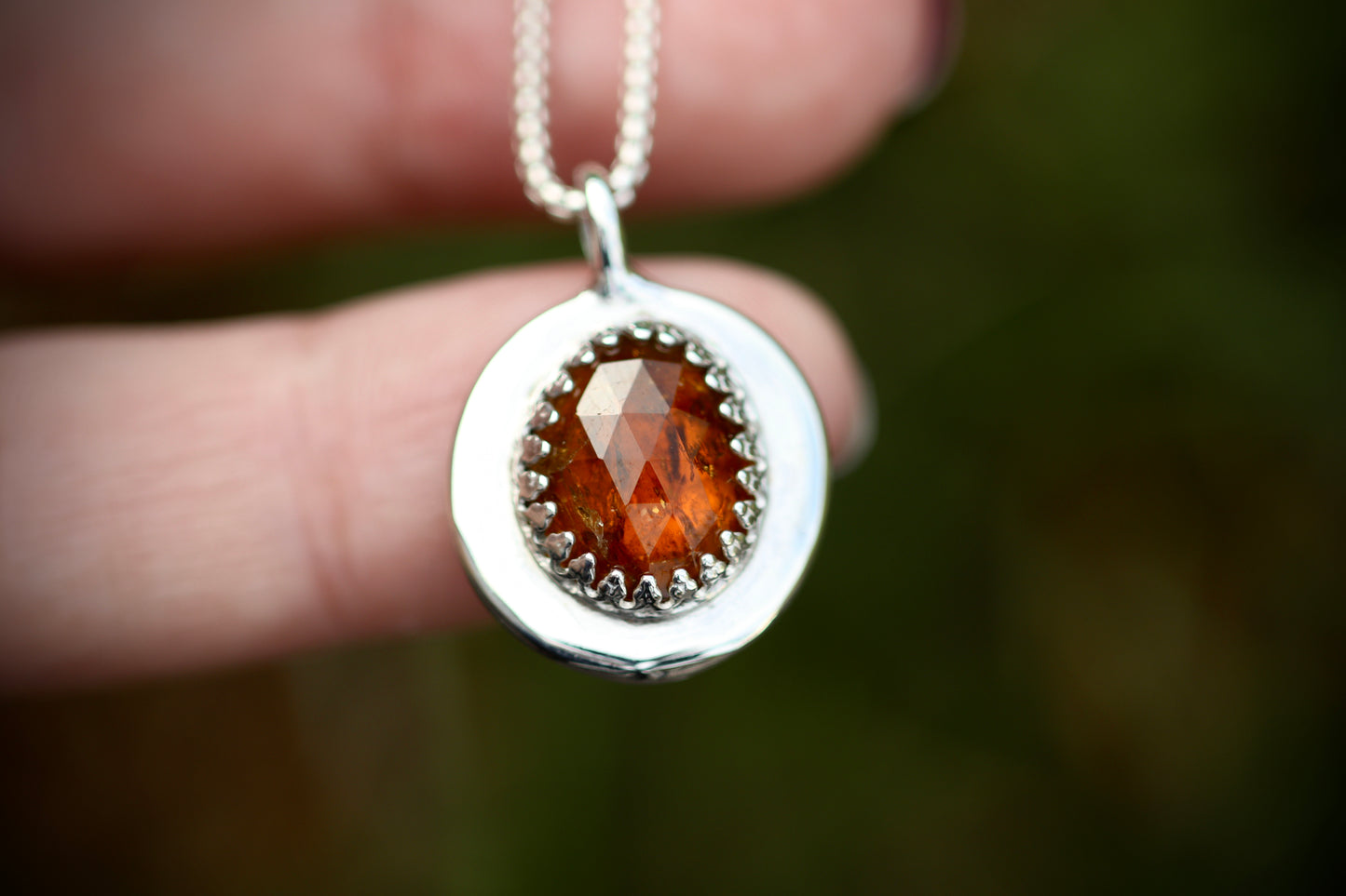 Reversible burnt orange tourmaline wax seal necklace