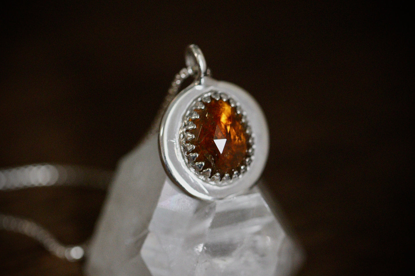 Reversible burnt orange tourmaline wax seal necklace