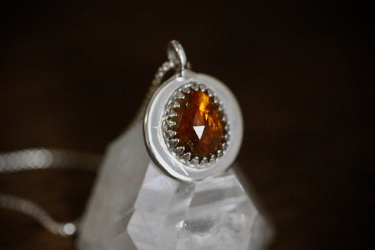 Reversible burnt orange tourmaline wax seal necklace