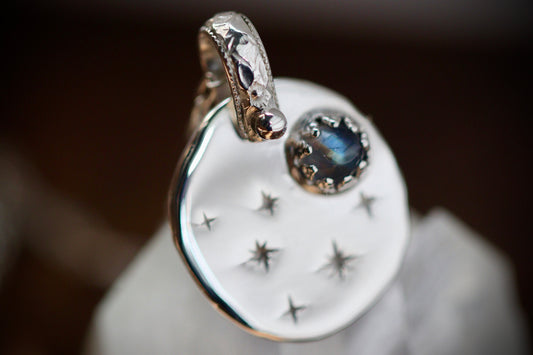 Sterling silver starry night medallion necklace