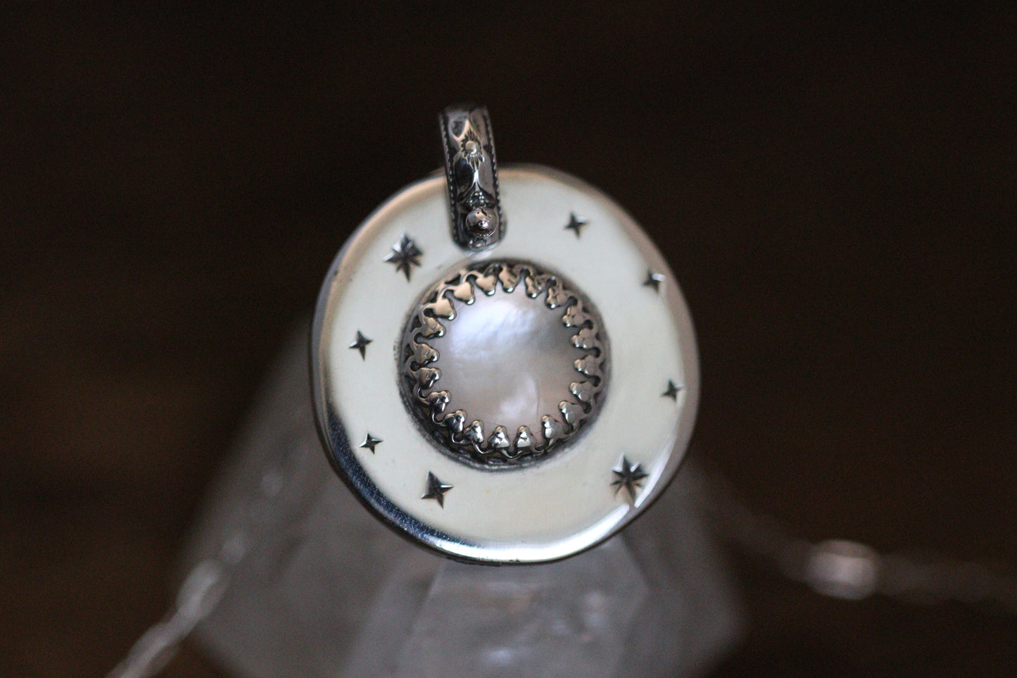 Sterling silver starry night medallion necklace