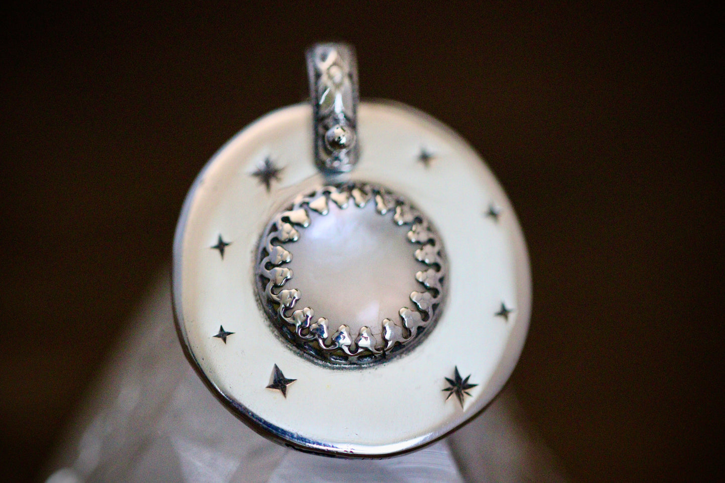 Sterling silver starry night medallion necklace