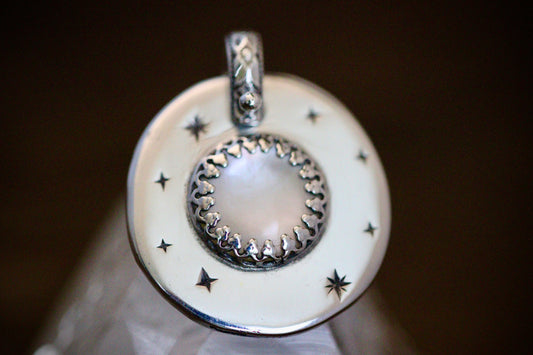 Sterling silver starry night medallion necklace
