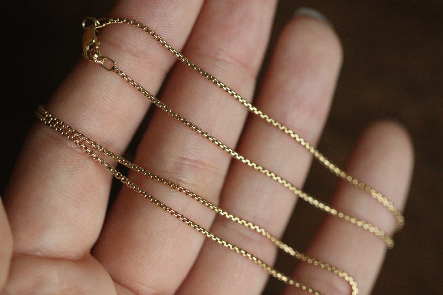 14K Yellow Gold 1.2mm Rounded Box Chain 20”