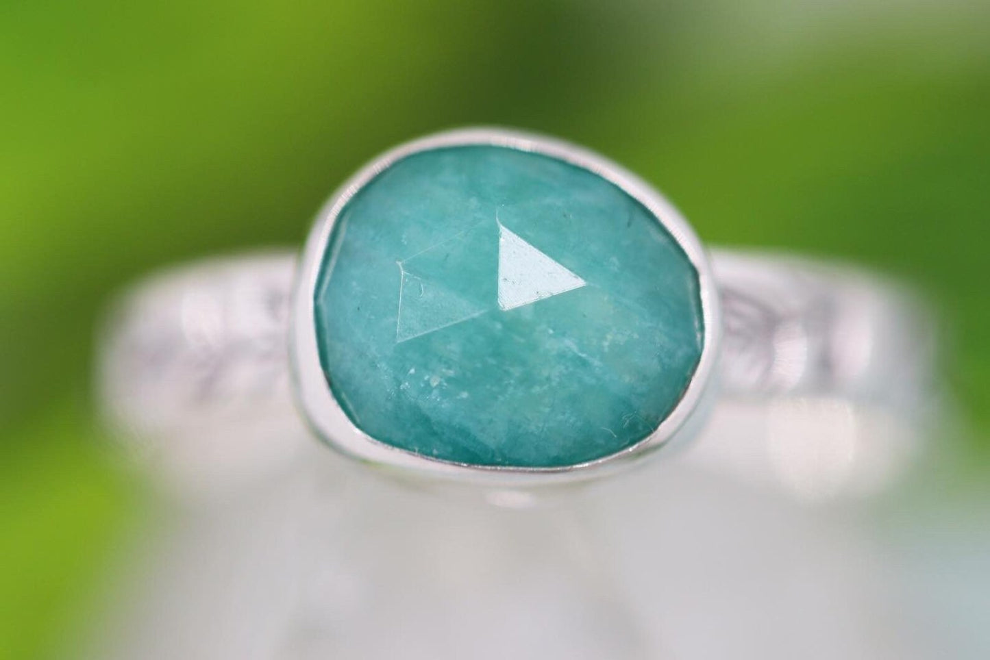 Amazonite leafy vine stacking ring US size 7.5