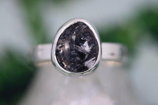 Sterling silver starry night herkimer diamond ring US 7.5