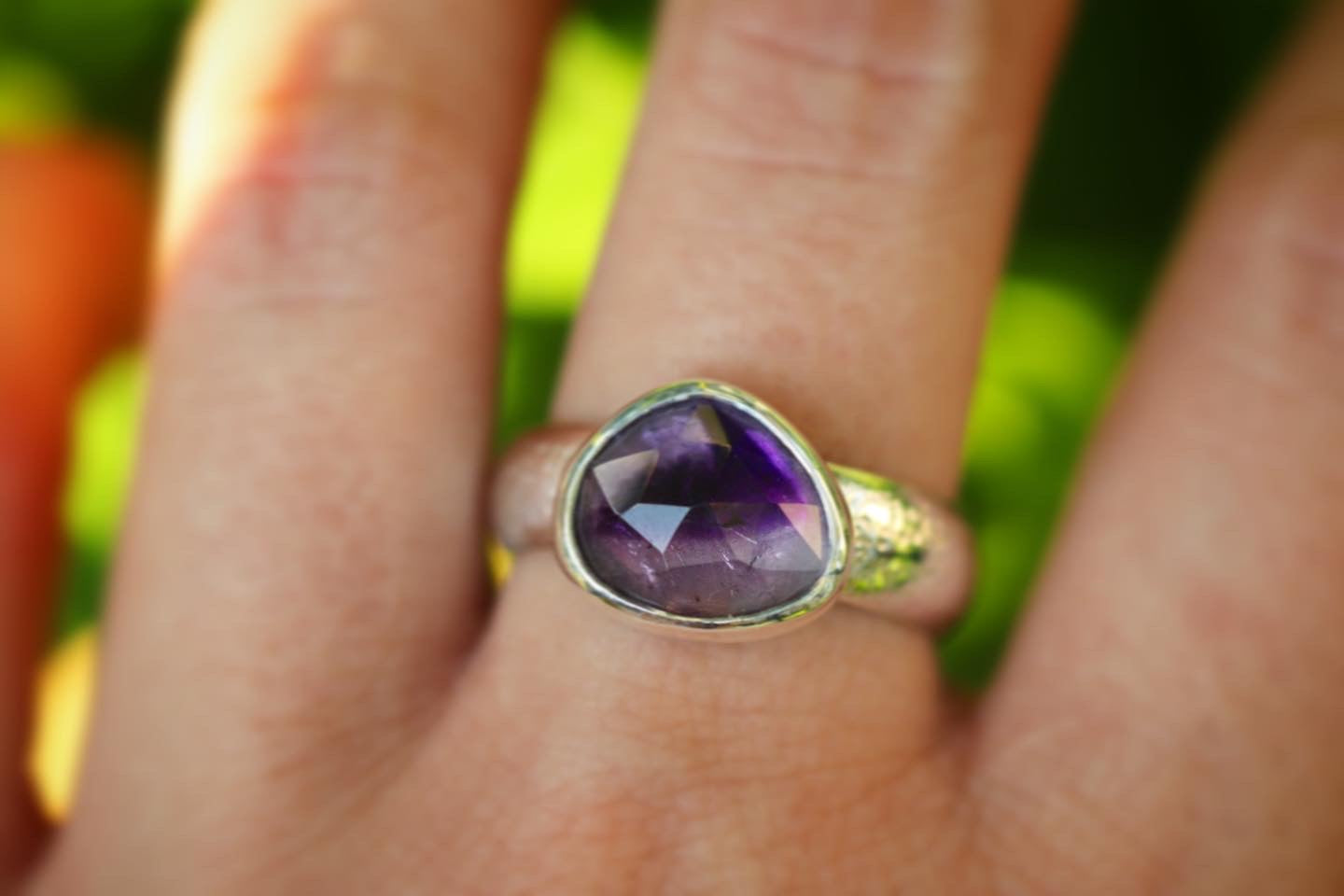 Sterling silver amethyst ring US 9