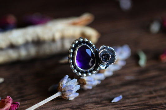 Victorian style amethyst succulent ring US 5