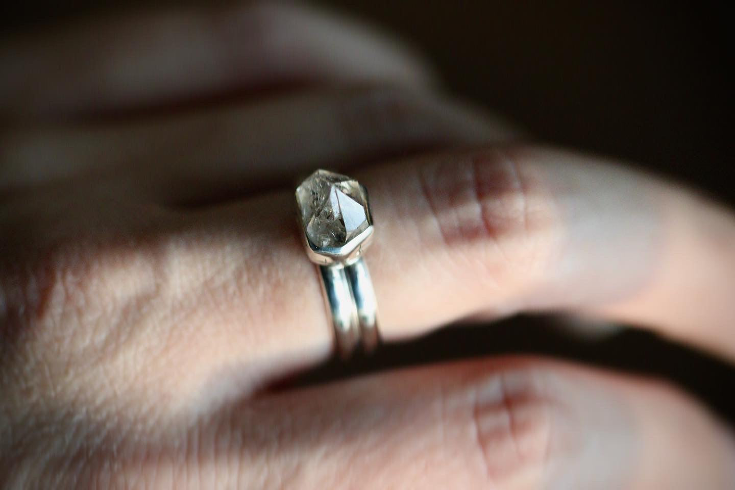 Herkimer diamond point ring US size 7