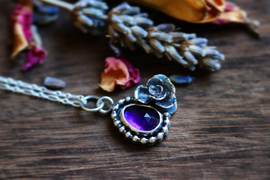 Victorian style amethyst succulent necklace