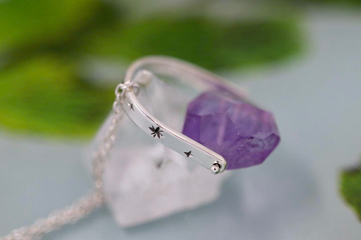 Sterling silver starry night pinned amethyst necklace 2