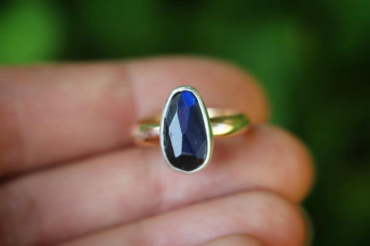 Sterling and 14k gold filled labradorite ring US 4.5