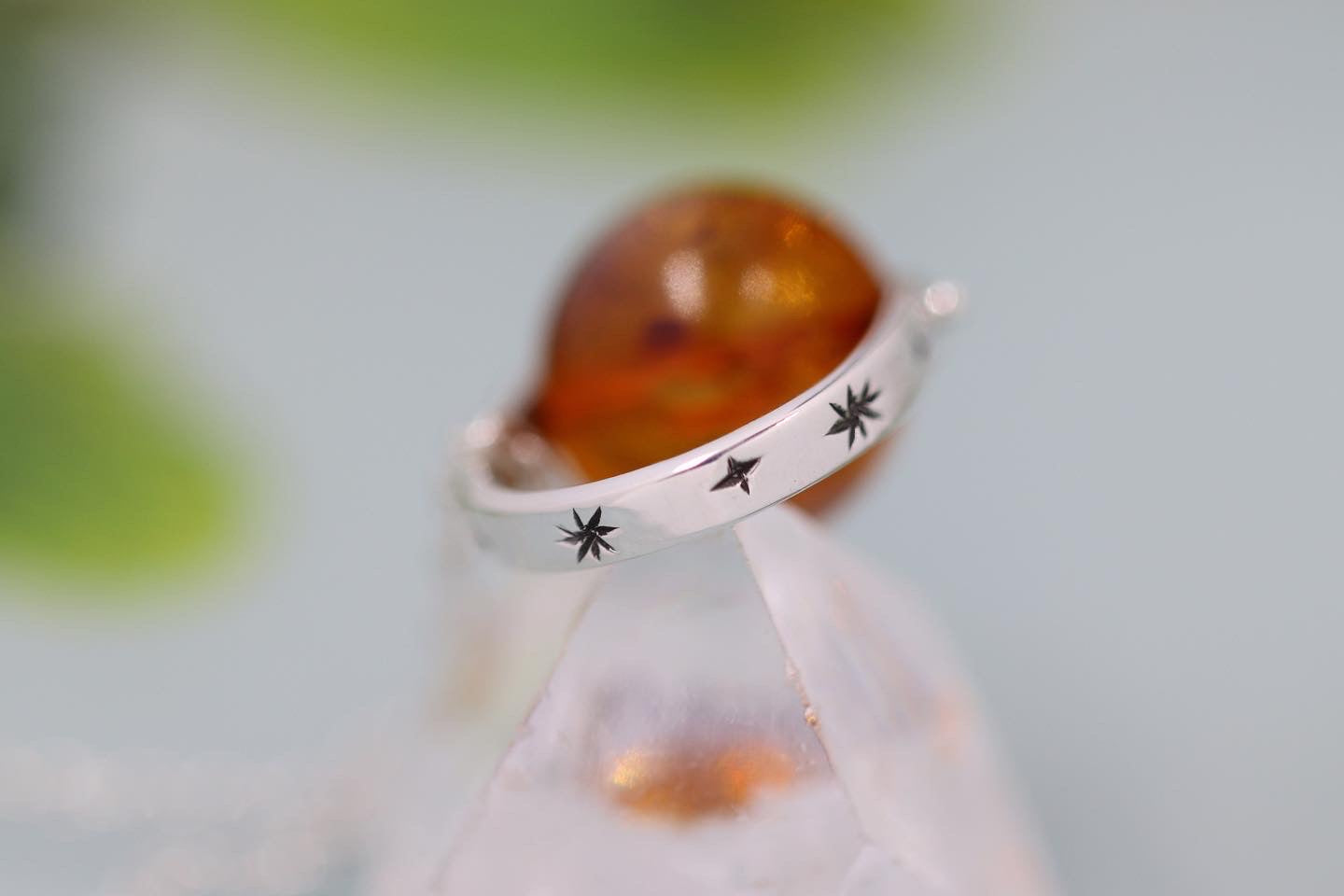 Sterling silver starry night pinned baltic amber necklace 2
