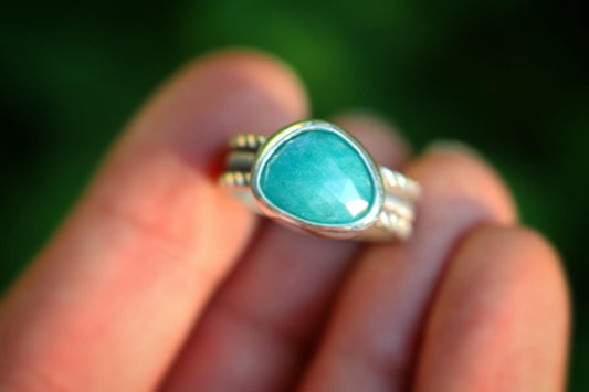 Sterling silver amazonite ring US 6
