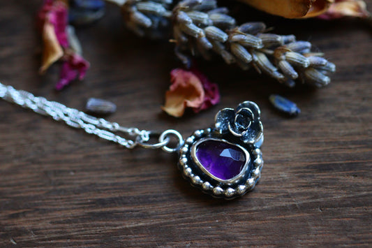Victorian style amethyst succulent necklace