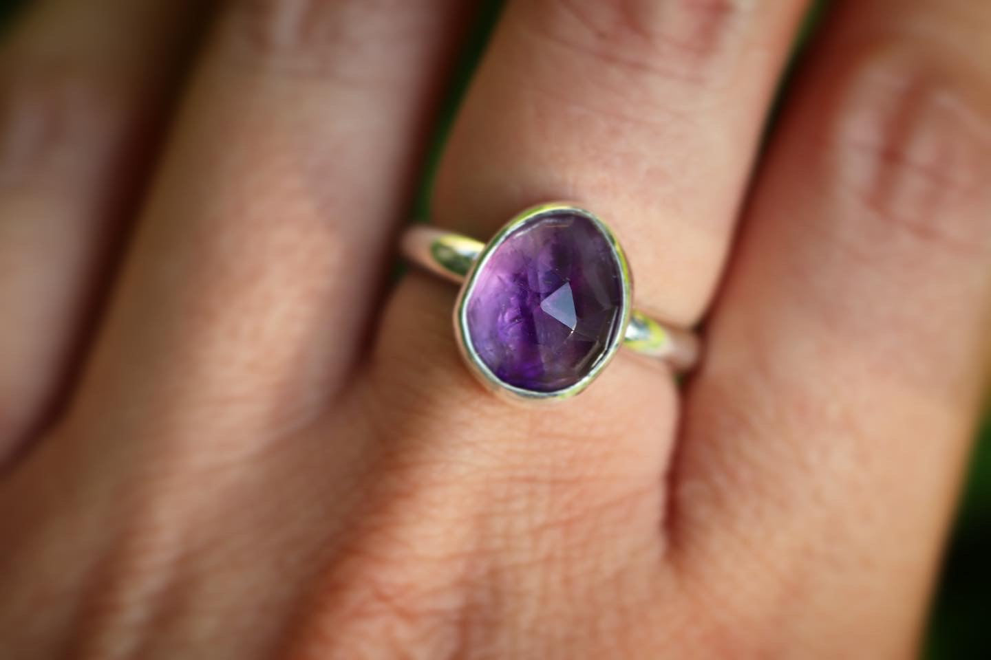 Sterling silver amethyst ring US 7