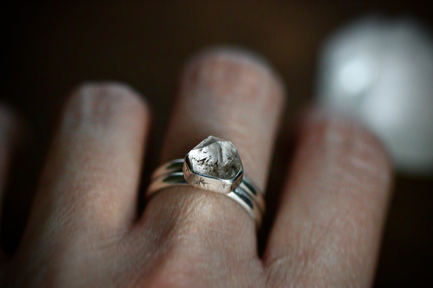 Herkimer diamond point ring US size 7