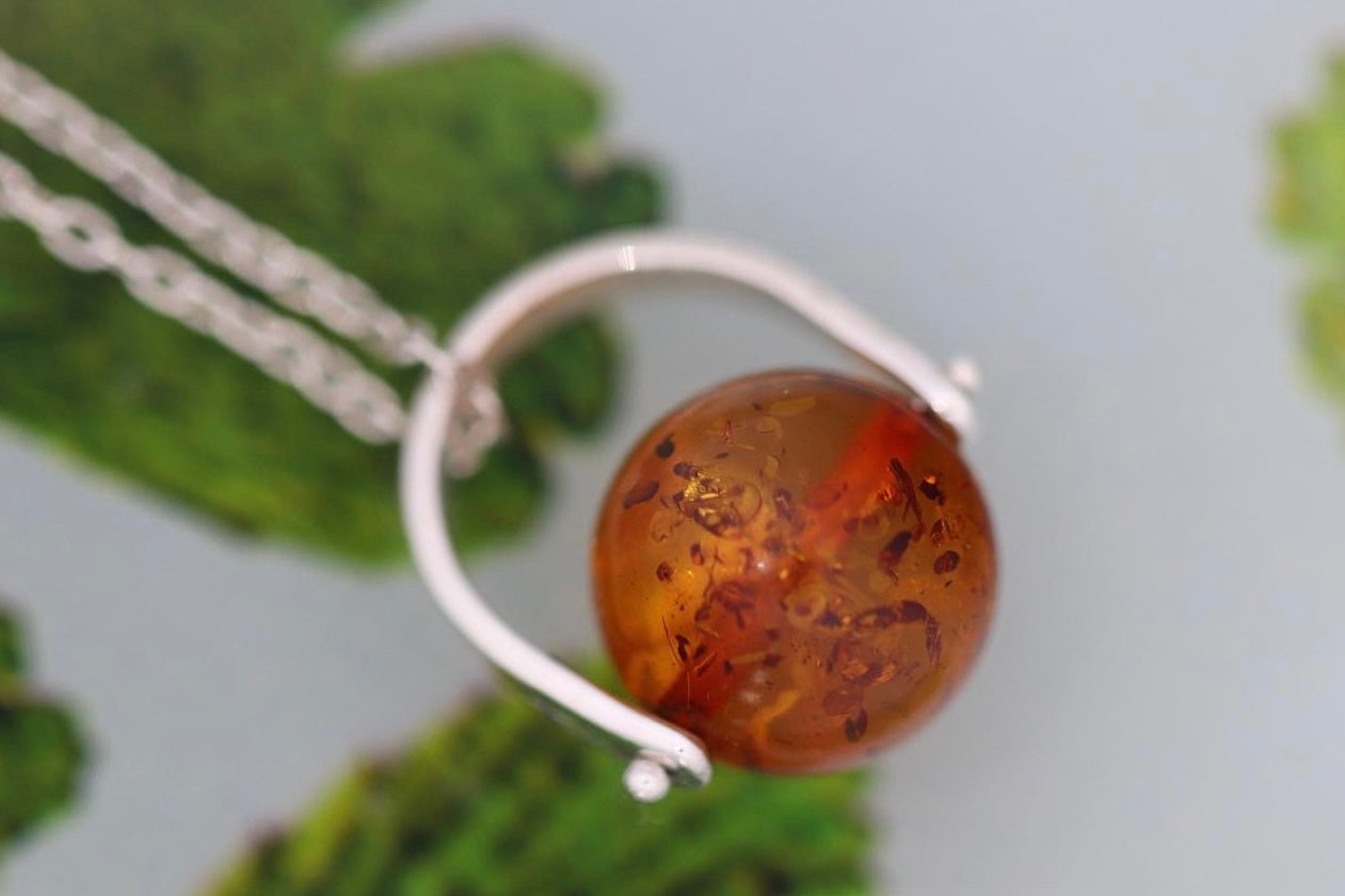 Sterling silver starry night pinned baltic amber necklace 2