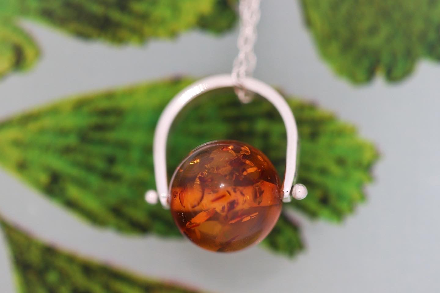 Sterling silver starry night pinned baltic amber necklace 1
