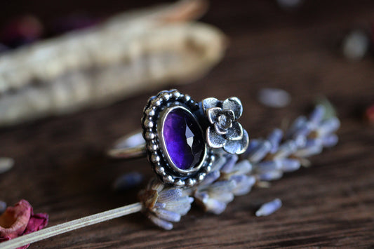 Victorian style amethyst succulent ring US 5