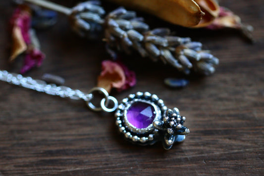 Victorian style amethyst succulent necklace