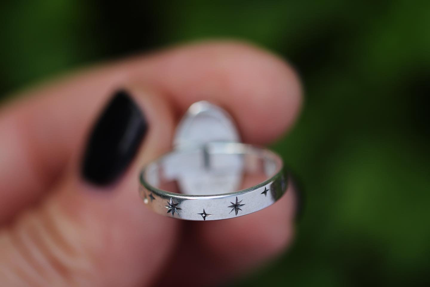 Sterling silver starry night herkimer diamond ring US 7.5