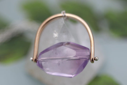 Brass and sterling silver starry night pinned amethyst necklace 9