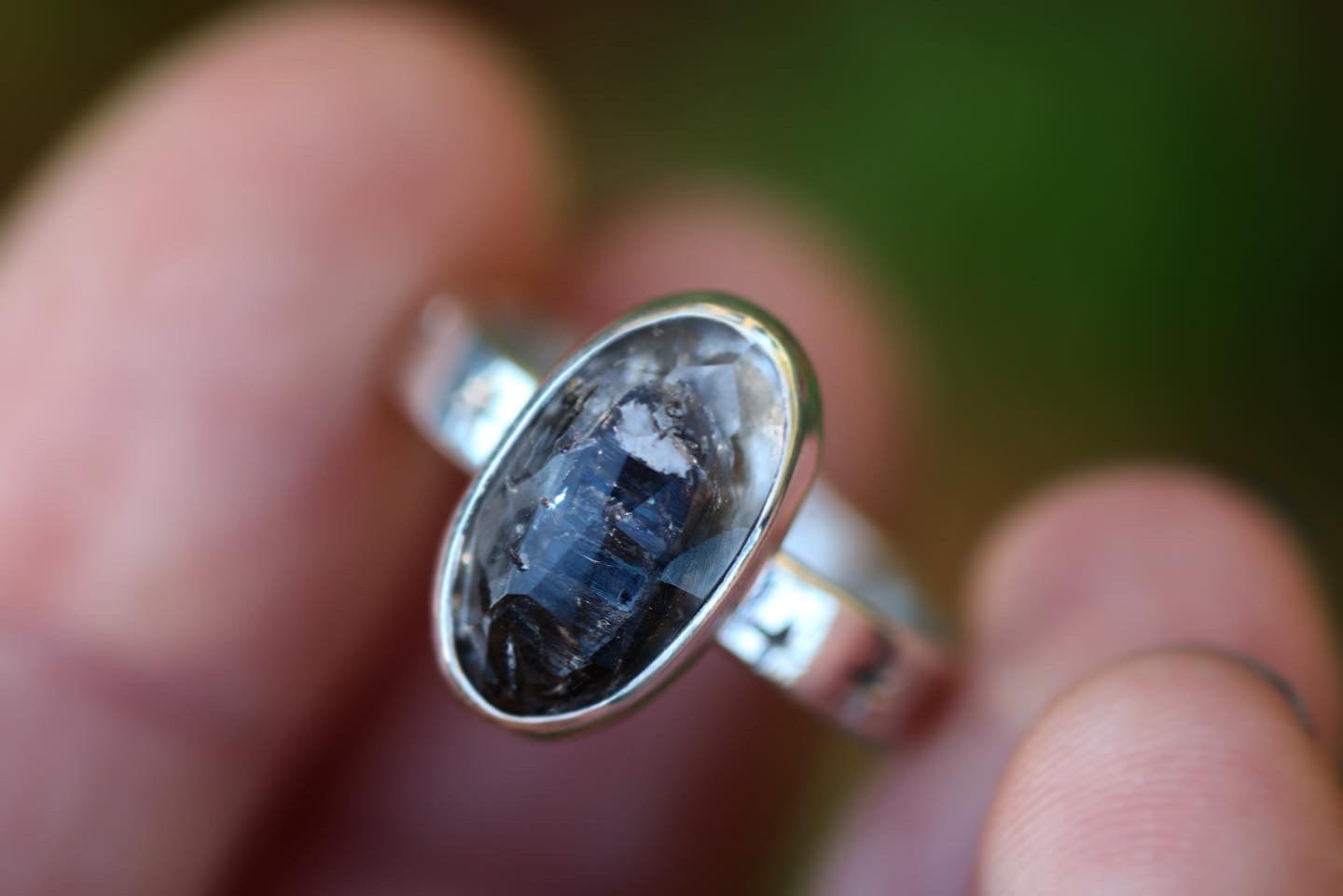 Sterling silver starry night herkimer diamond ring US 6.5