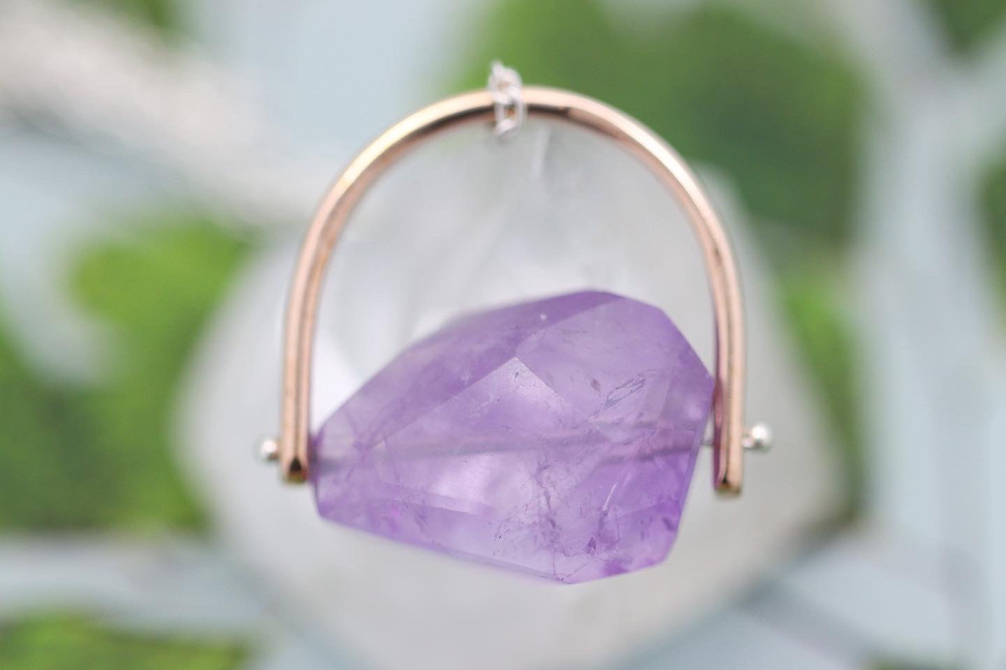 Brass and sterling silver starry night pinned amethyst necklace 14