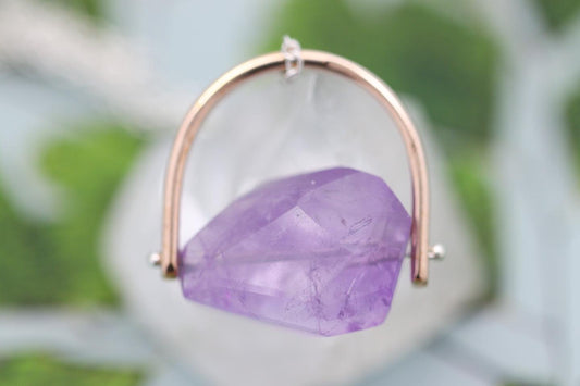 Brass and sterling silver starry night pinned amethyst necklace 14