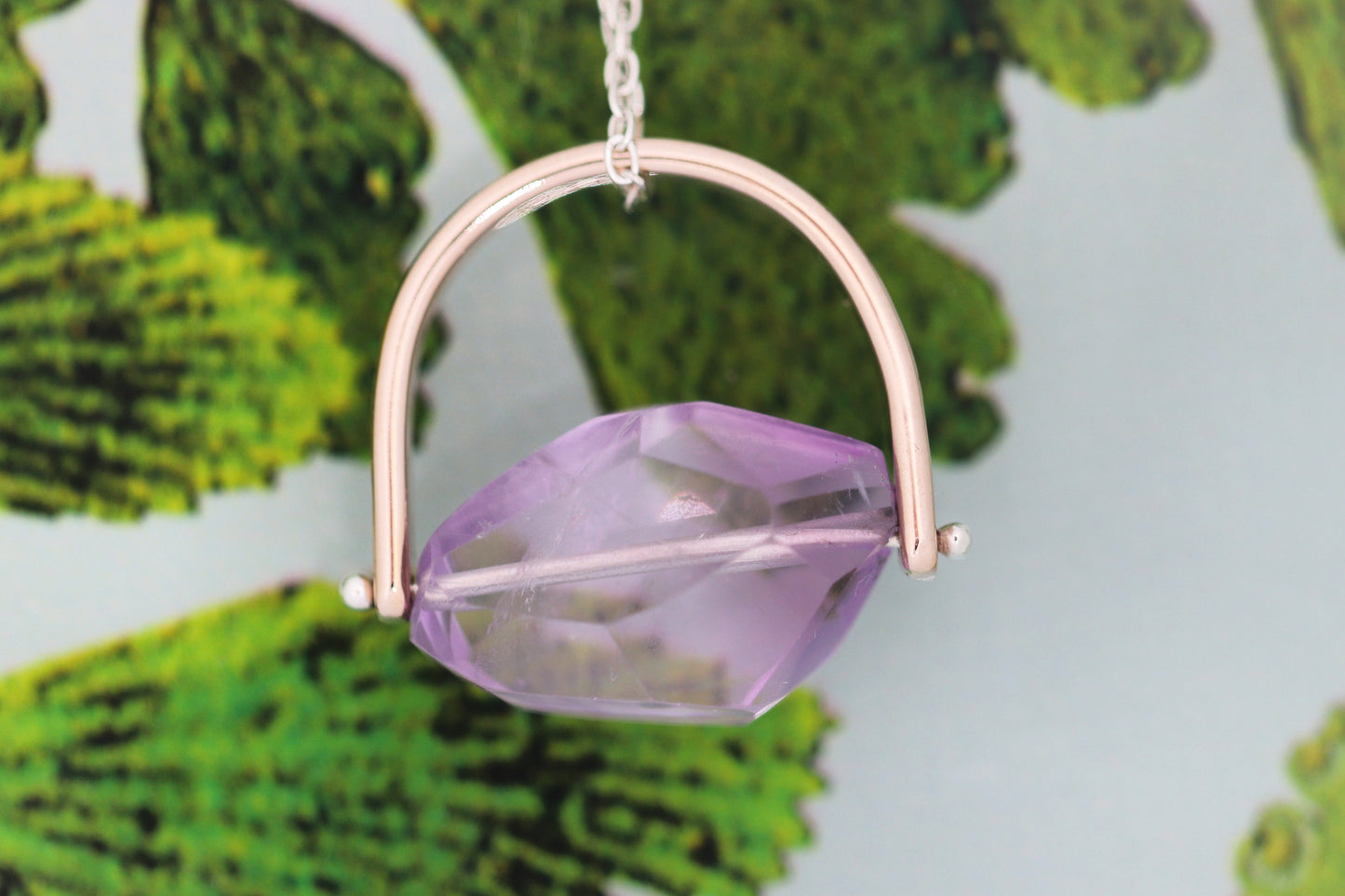 Brass and sterling silver starry night pinned amethyst necklace 9