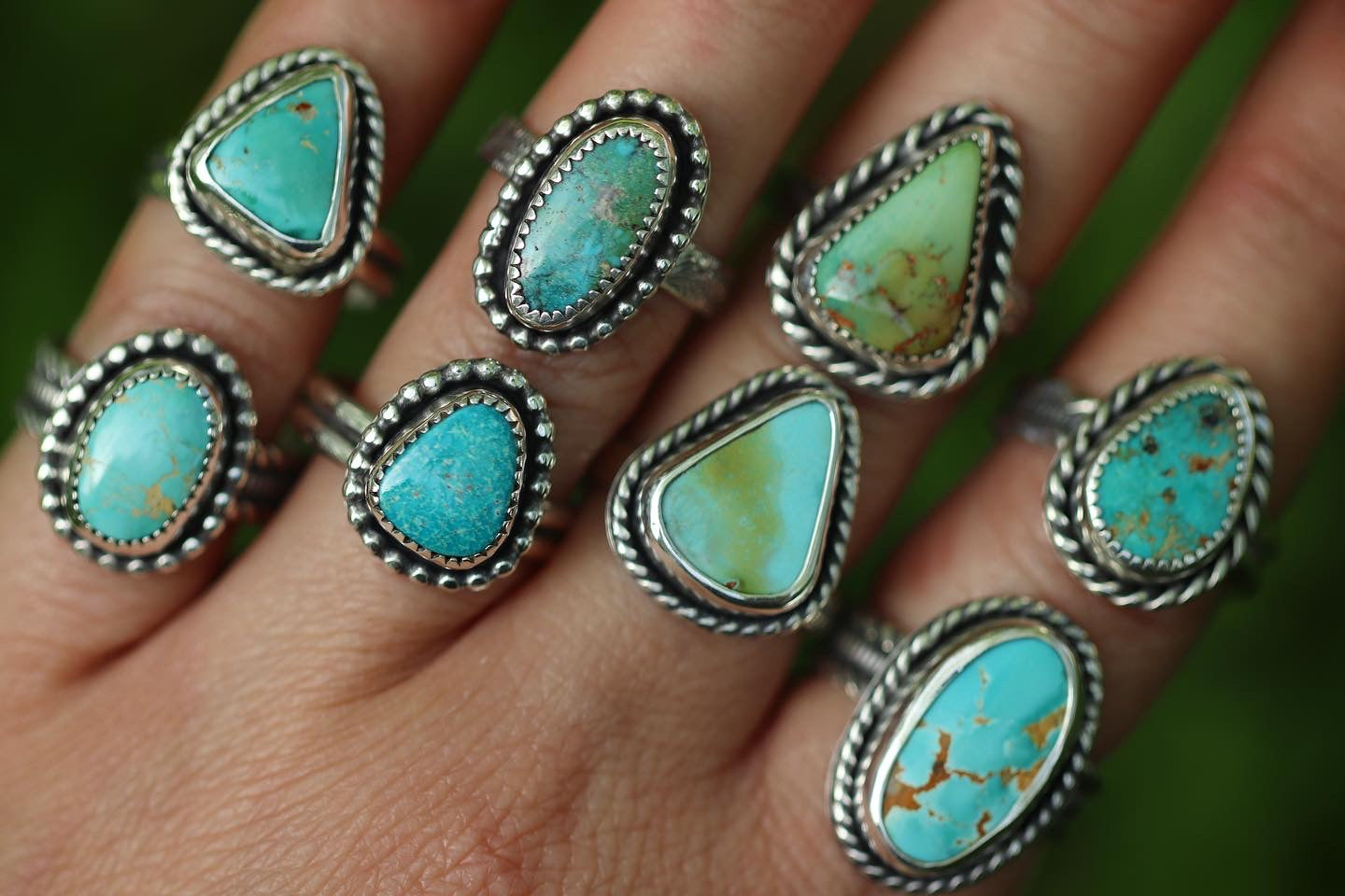 Sterling silver natural Kingman turquoise ring US size 7.5