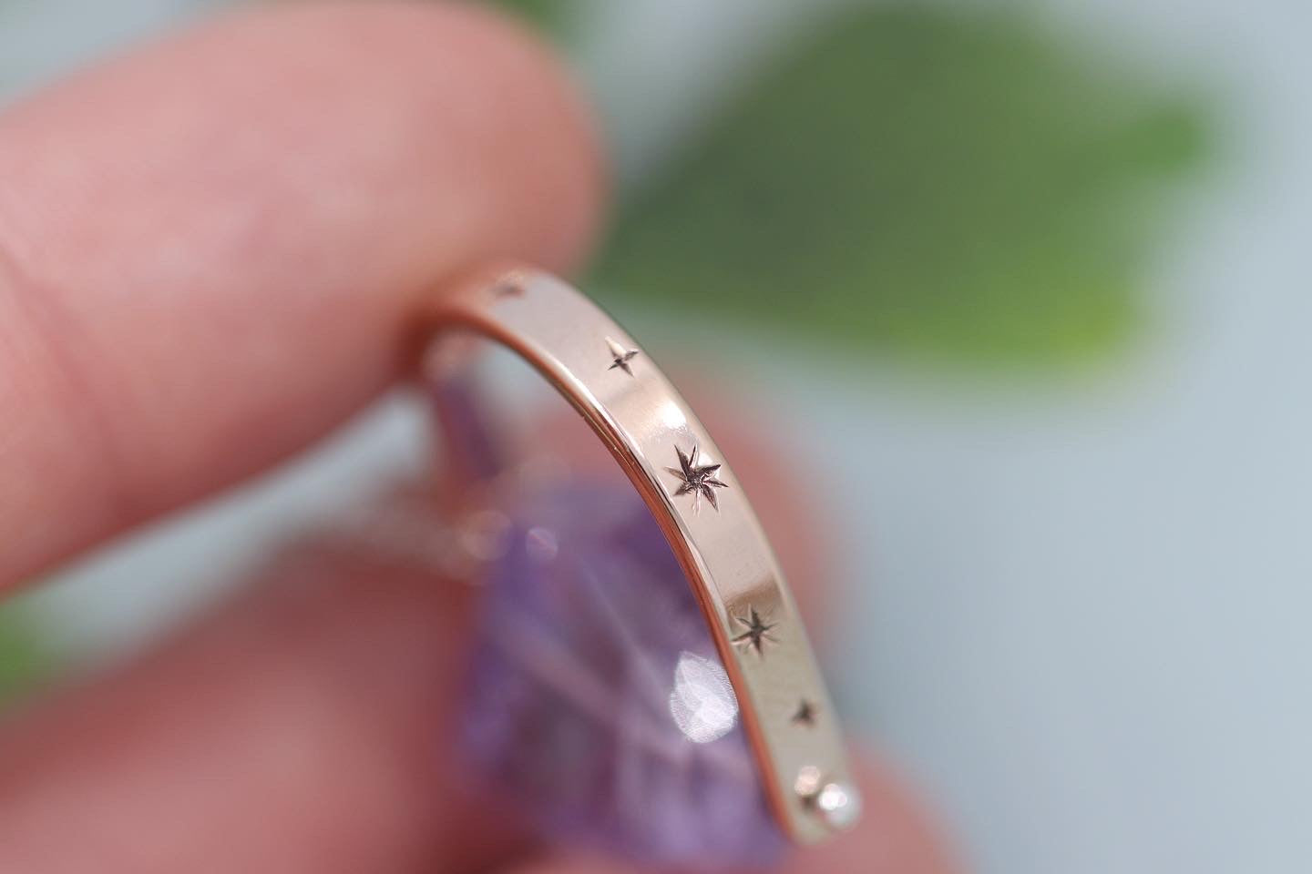 Brass and sterling silver starry night pinned amethyst necklace 14