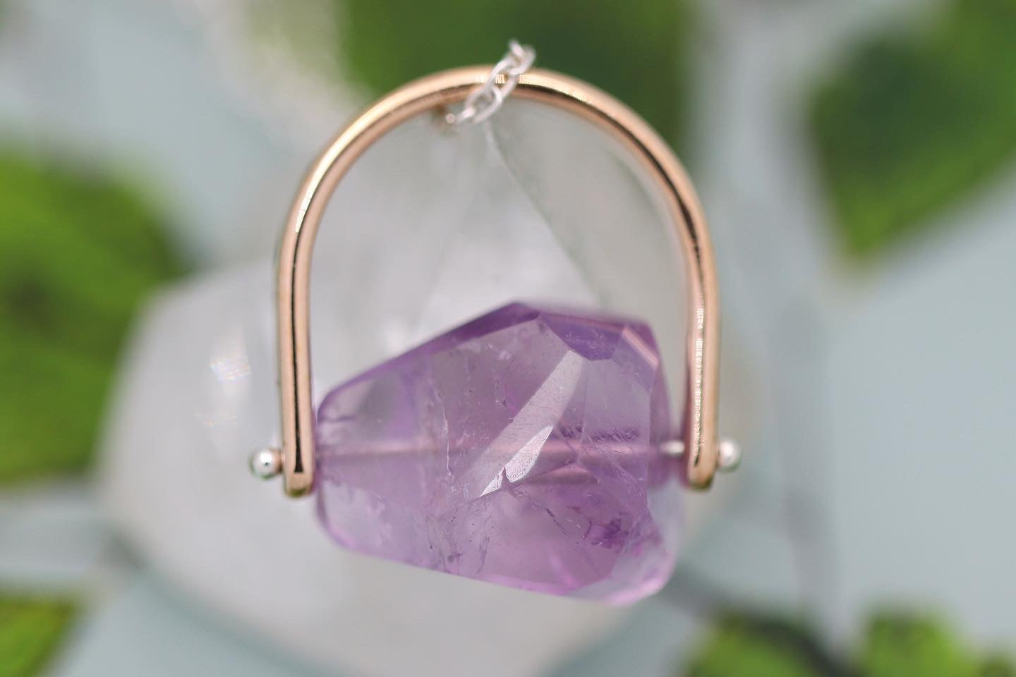 Brass and sterling silver starry night pinned amethyst necklace 13
