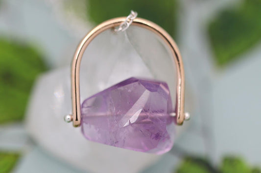Brass and sterling silver starry night pinned amethyst necklace 13