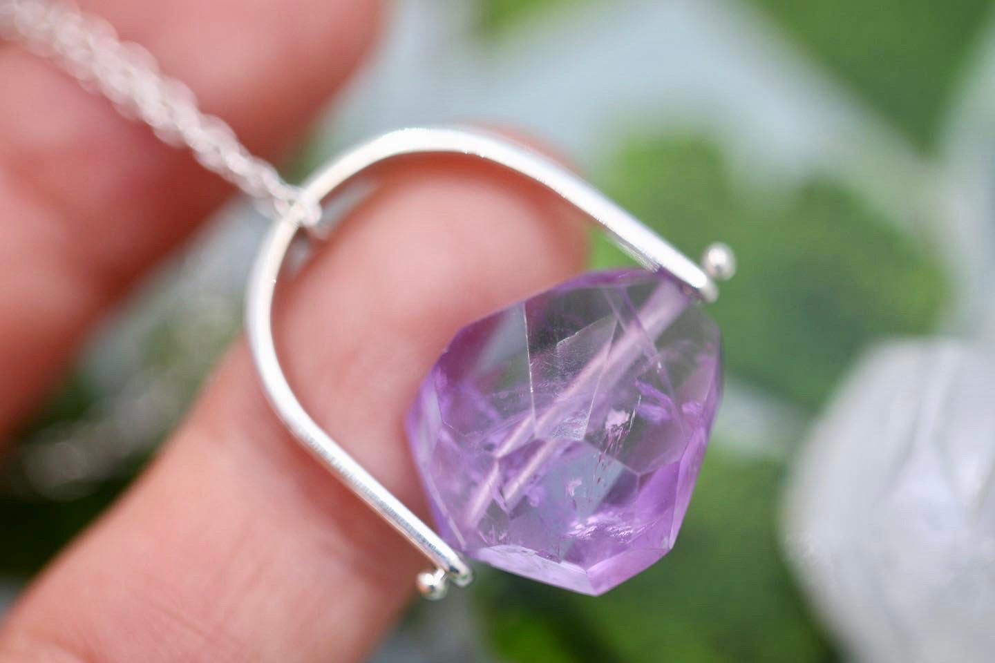Sterling silver starry night pinned amethyst necklace 2