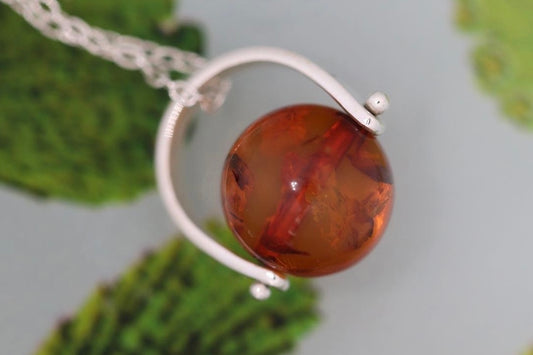 Sterling silver starry night pinned baltic amber necklace 4