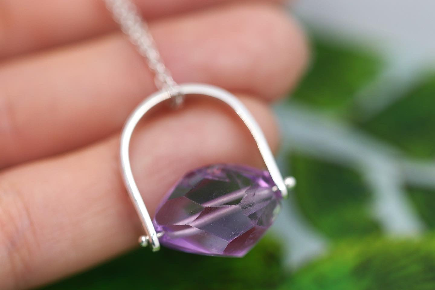 Sterling silver starry night pinned amethyst necklace 3